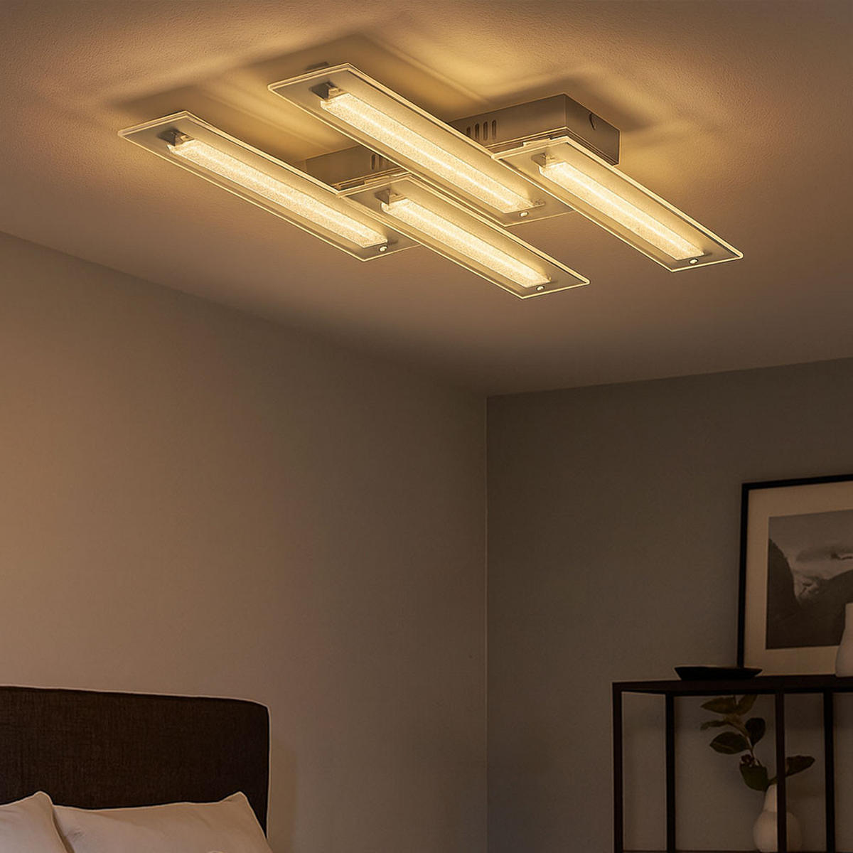 LED DECKENLEUCHTE RARENIUM Silber Kristalloptik - Silberfarben, Glas (58/33.5/8cm) - Globo Lighting