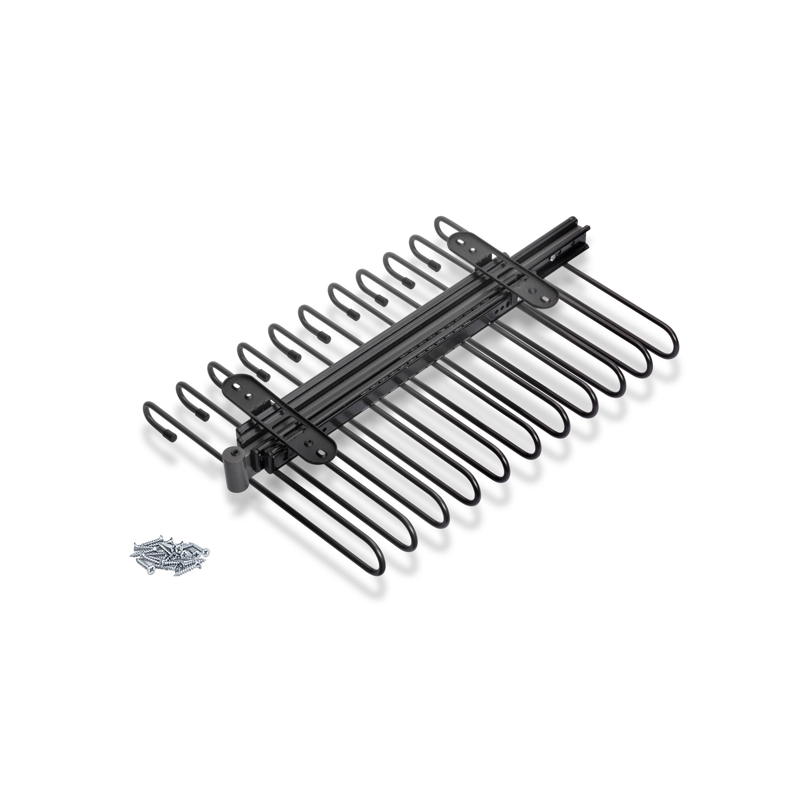 HOSENBÜGEL ausziehbar, 11 Stangen, Vollauszüge, Stahl, Titanium - Titanfarben, Metall (34/10/47cm) - EMUCA