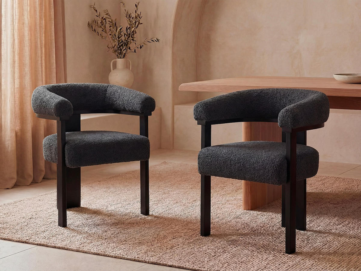 STUHL - 64 cm x 60 cm - Stoff - Anthrazitgrau - LIVELIA - Anthrazit, Textil (64/78/60cm) - Vente-Unique