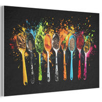 AKUSTIKBILD Löffel - Gewürze - Modern - Graffiti - Farbe - Farbenfroh Akustikpaneele 90x60 cm - Multicolor, Kunststoff (90/60/0.9cm) - MuchoWow