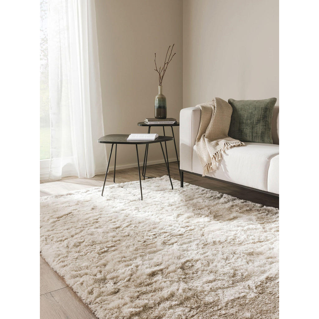 Thumbnail - benuta Nest Hochflorteppich, Beige, Textil, Beton Optik, Rechteckig, 80x150 cm, wasserabweisend, Teppiche & Böden, Teppi...