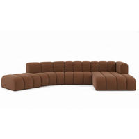 ECKSOFA L-Form GRAND Round, Stoff Salvador, Dunkelbraun, Rechts - Dunkelbraun, Holz (445/179cm) - Kaiser Möbel