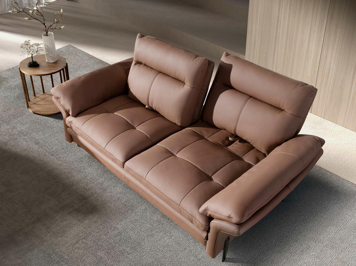 SOFA 3-Sitzer-Sofa aus braunem Leder 208/118/94 cm - Chromfarben/Braun, Leder/Holz (208/94/118cm) - ANGEL CERDA
