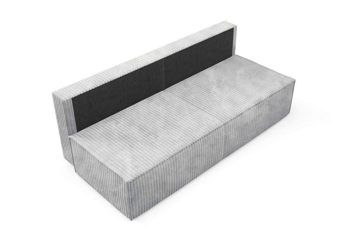 BETTSOFA TESSO Grau Kordstoff mit Schlaffunktion - Grau, Holz (202/74/94cm) - MASSENO