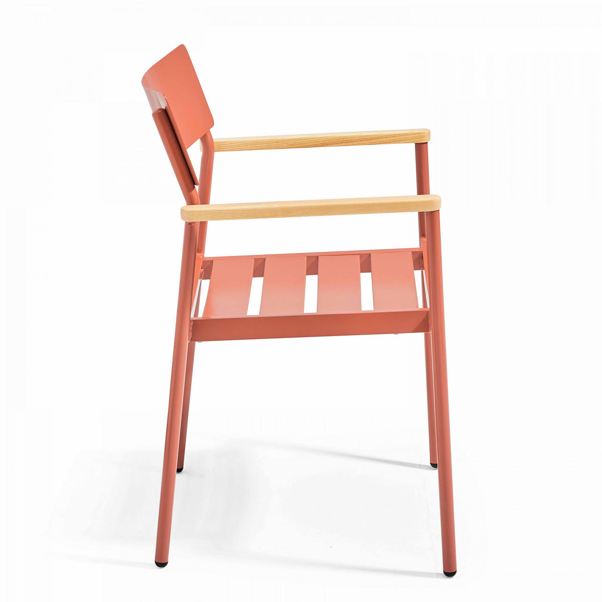 GARTENSTUHL, Holzfarbe und Terrakotta - Rot, Metall (56.5/86/55.5cm) - Oviala