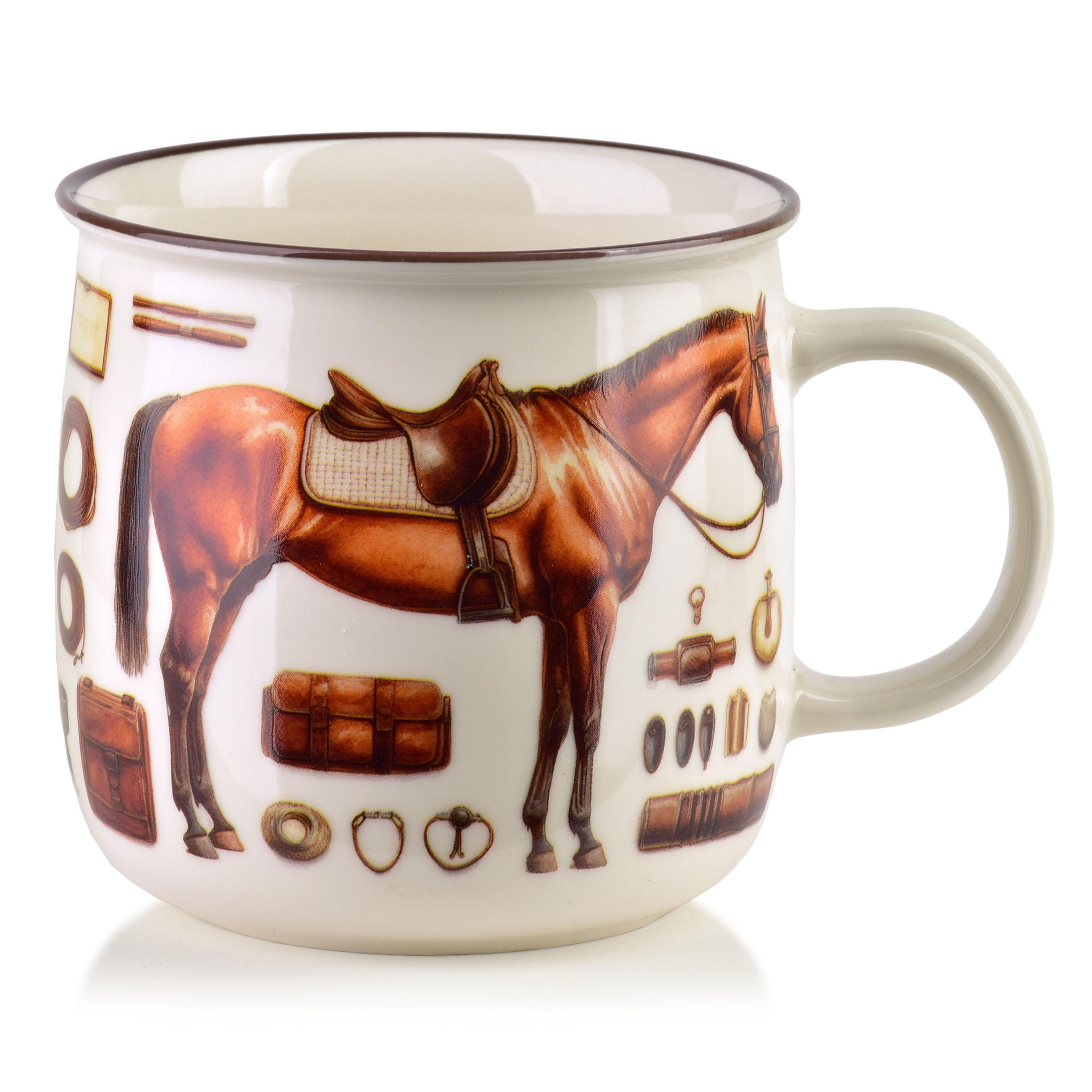 HRNČEK NORMAN 450 ml 9,6x13x9,3 cm kôň, jazdectvo - hnedá, keramika (0.45L) - Mondex
