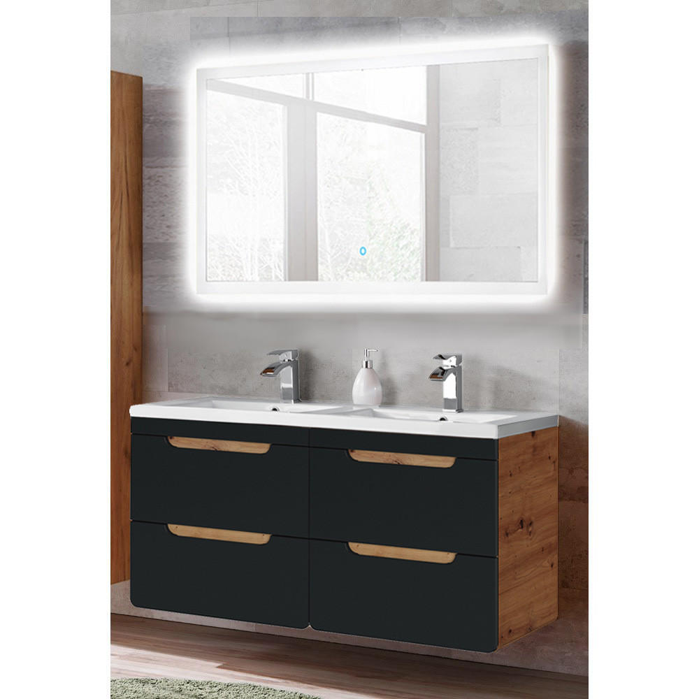 BADMÖBEL-SET 2-TLG. New-luton - Anthrazit, Holzwerkstoff (121/200/46cm) - Lomado