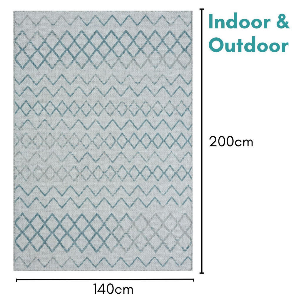 Thumbnail - My-Rug Outdoorteppich, Petrol, Textil, Rechteckig, 140x200 cm, UV-beständig, pflegeleicht, wasserabweisend, für Fußboden...