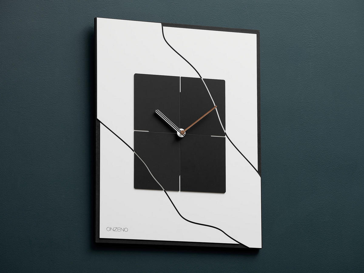 WANDUHR Design Schwarz-Weiß 40/51 cm - Schwarz, Kunststoff (2.16/50.5/1cm) - ONZENO