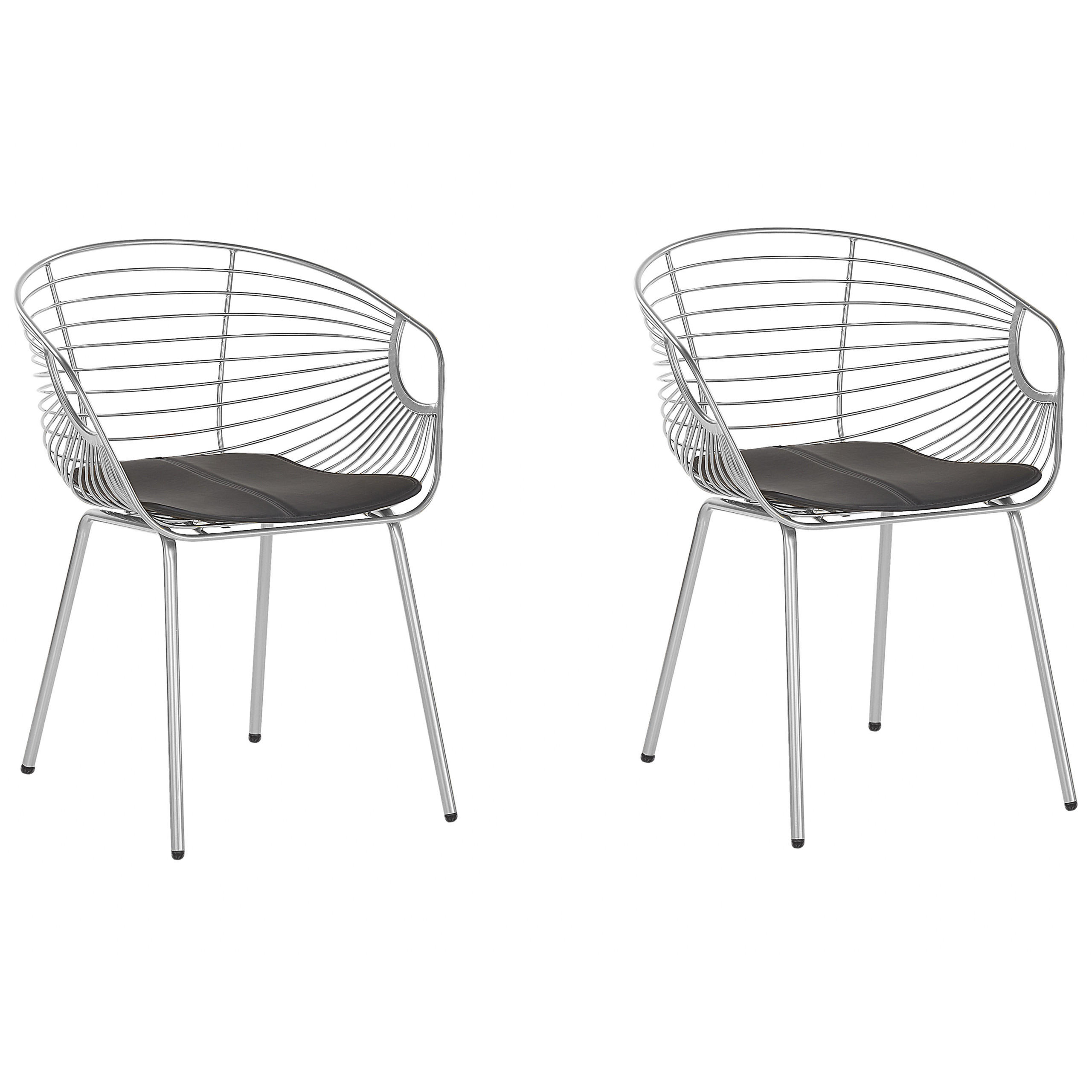 METALLSTUHL 2er-Set Silber Hoback - Silberfarben, Textil/Metall (60/79/56cm) - Beliani