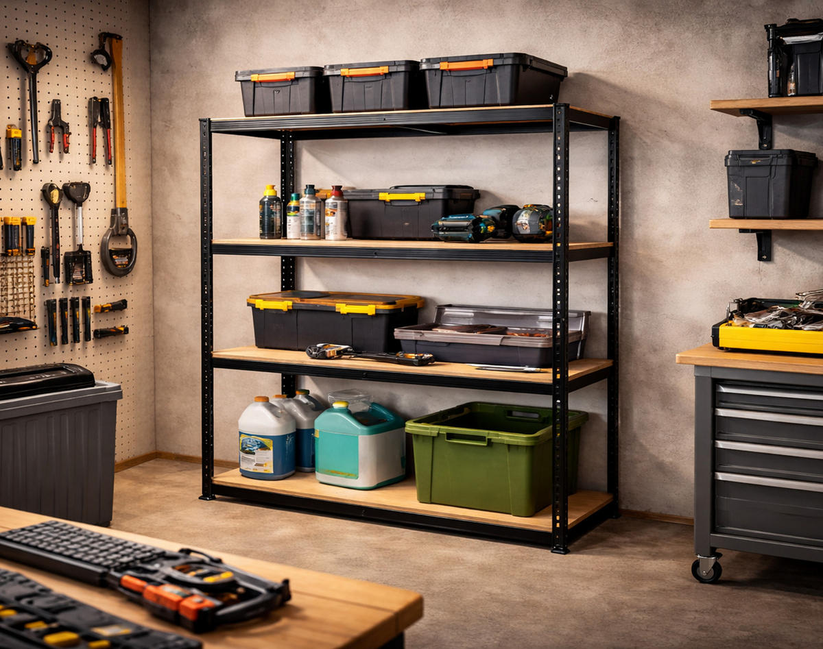 SCHWERLASTREGAL 150x60x180cm - Schwarz, Metall (150/180/60cm) - QUICK STAR