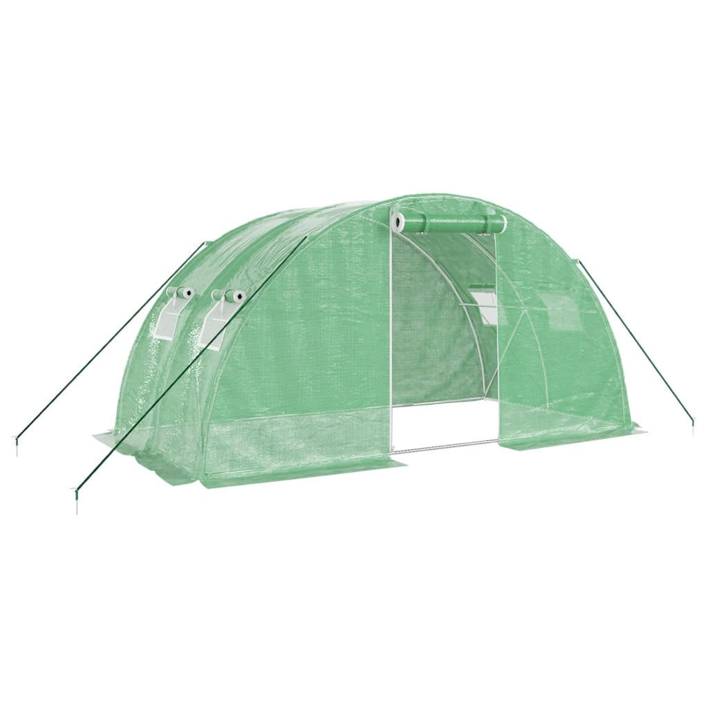 GEWÄCHSHAUS mit Stahlrahmen Grün 8 m² 4x2x2 m - Grün, Kunststoff (4/2/400cm)
