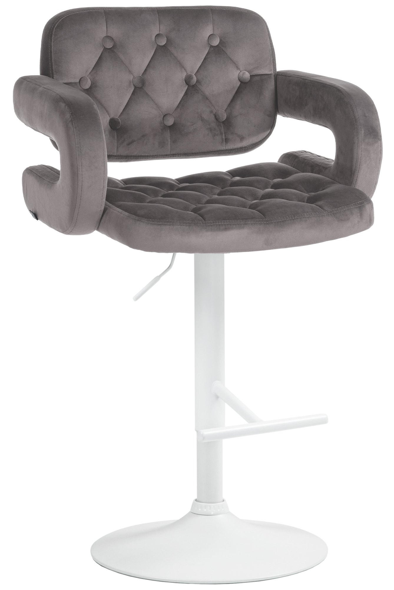 BARHOCKER Samt grau - Weiß/Grau, Textil (62/103/55cm) - CLP