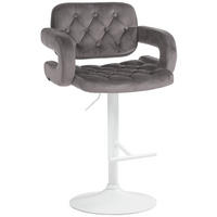 BARHOCKER Samt grau - Weiß/Grau, Textil (62/103/55cm) - CLP