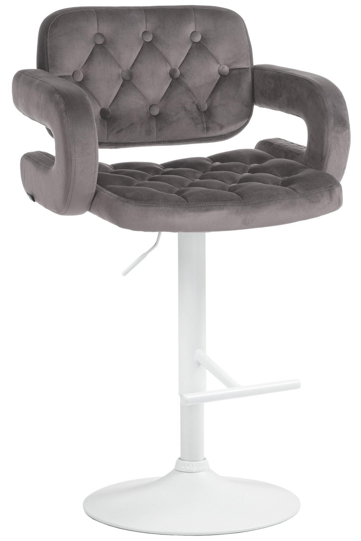 BARHOCKER Samt grau - Weiß/Grau, Textil (62/103/55cm) - CLP