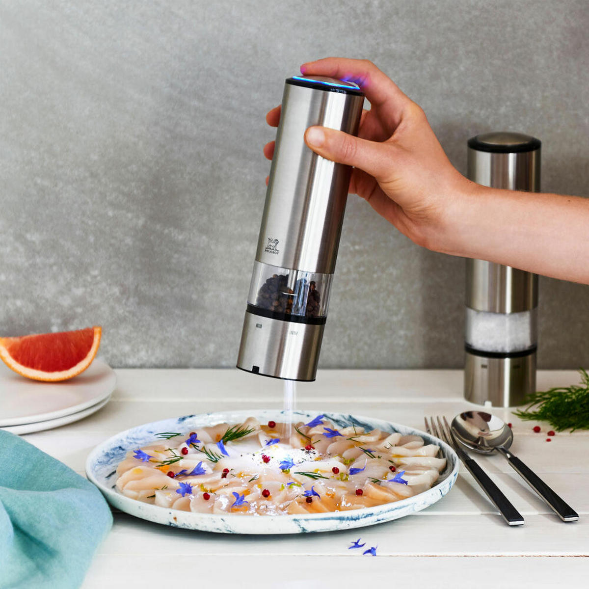 PFEFFERMÜHLE Elektrisch Elis Sense uSelect 17.5cm Acryl Stahlmahlwerk - Grau, Kunststoff (5.5/20/5.5cm) - PEUGEOT