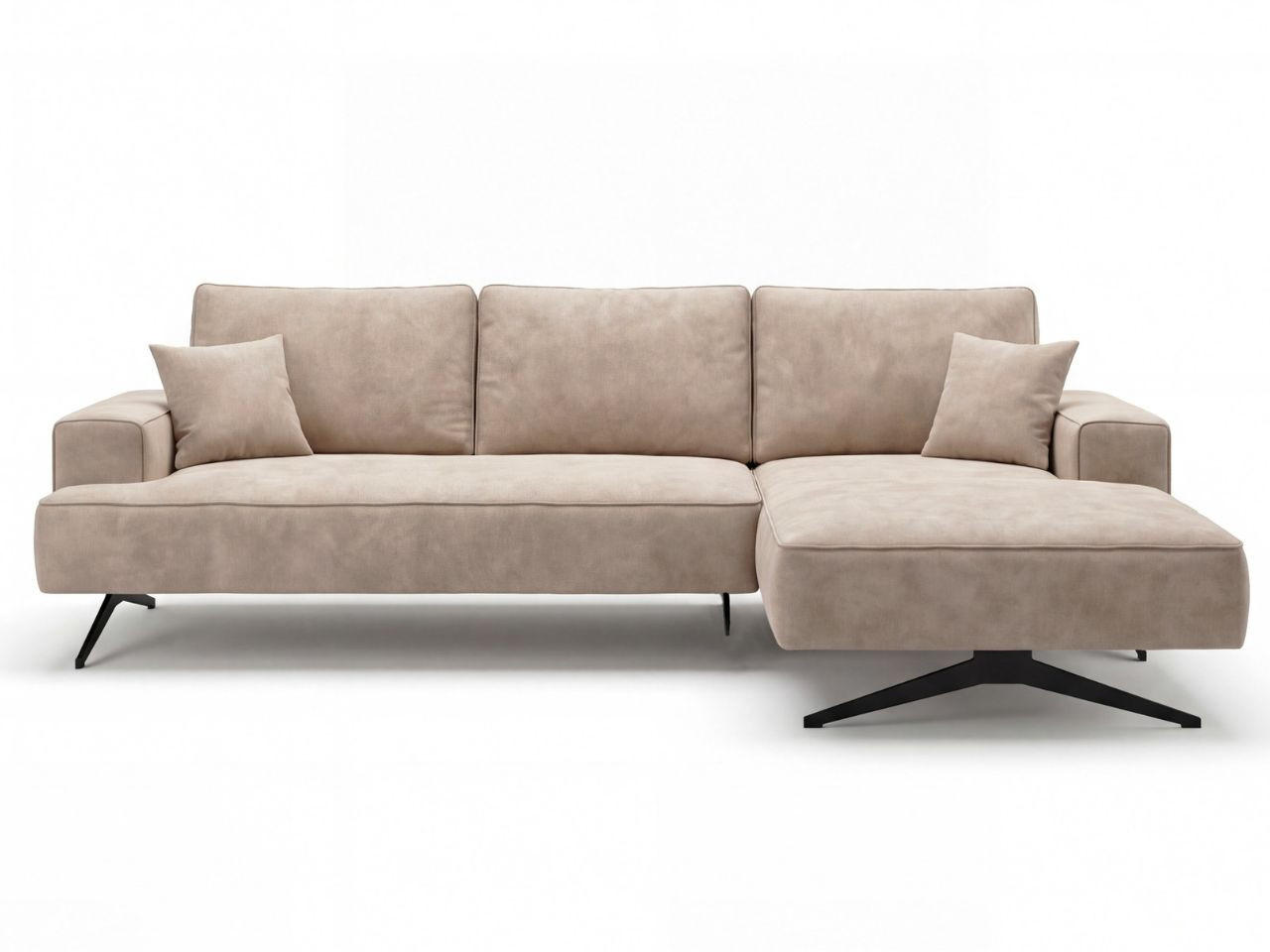 ECKSOFA Leto Beige Rechts - Beige/Schwarz, Holz/Textil (165/260cm) - Graingold