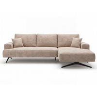 ECKSOFA Leto Beige Rechts - Beige/Schwarz, Holz/Textil (165/260cm) - Graingold