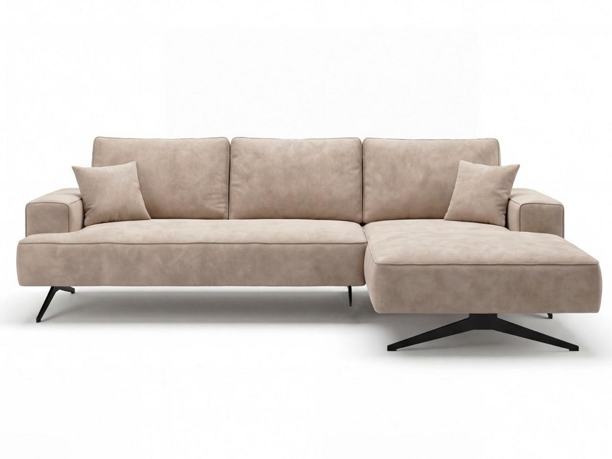 ECKSOFA Leto Beige Rechts - Beige/Schwarz, Holz/Textil (165/260cm) - Graingold