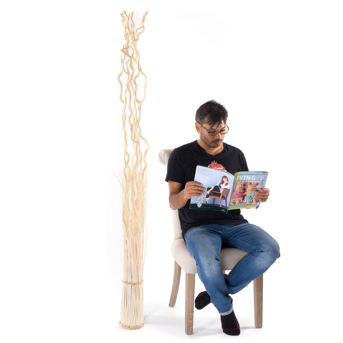 RAUMTEILER Nova Weidenzweige geblichen - Beige, Naturmaterialien (27/180/27cm) - DESIGN DELIGHTS