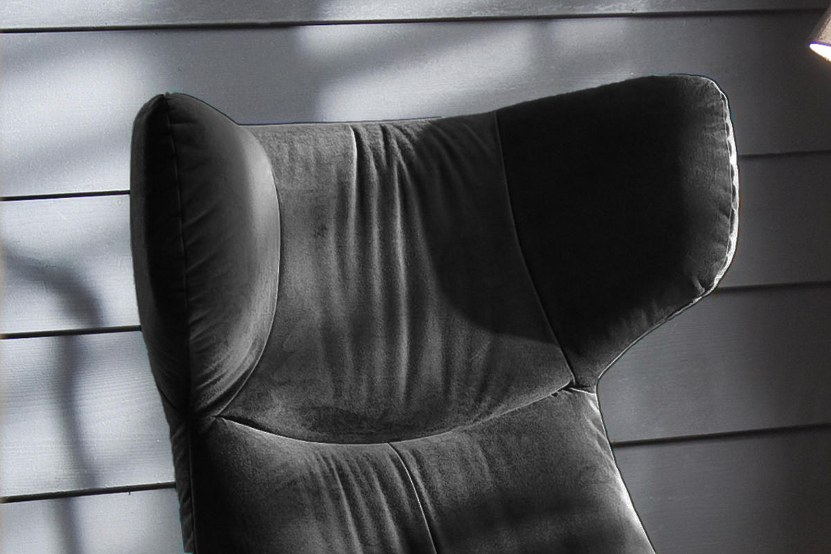 SESSEL MIT HOCKER LOTTE Schwarz Velvet - Schwarz, Textil (79/117/82cm) - KAWOLA
