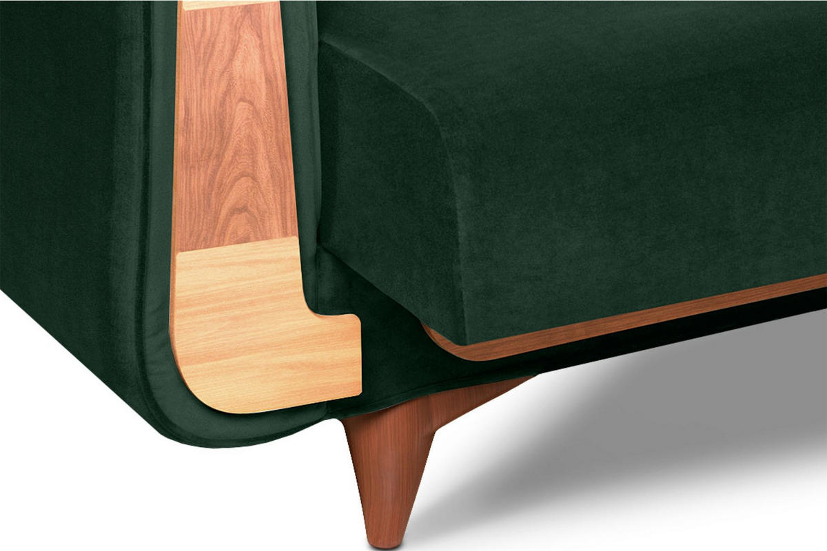 3-SITZER-SCHLAFSOFA GUSTAVO mit Armlehnen, dunkelgrün - Dunkelgrün/Braun, Holz/Holzwerkstoff (230/98/98cm) - KONSIMO®