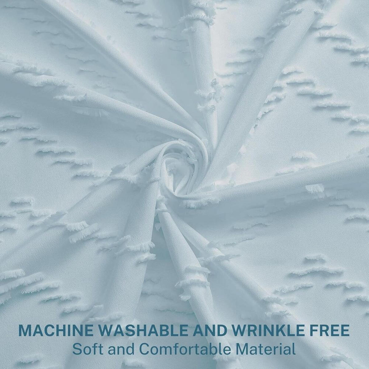 DUSCHVORHANG, Blau, „W“-Muster, 183 x 152 cm, Polyester - Blau, Textil (152/183cm) - Authentics