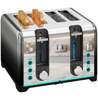 TOASTER 4-Scheiben mit Bräunungsstufen, Auftaufunktion, Aufwärmfunktion - Schwarz, Metall (15.6/18.9/26.4cm) - Korfee