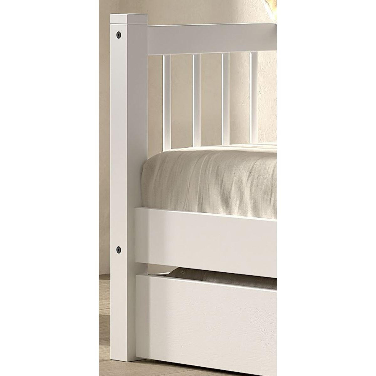 KOJENBETT 90x200 Keeley Buche Weiß Holz Schublade Komfort Stabil - Weiß, Holz (90/200cm) - 58aufmkessel