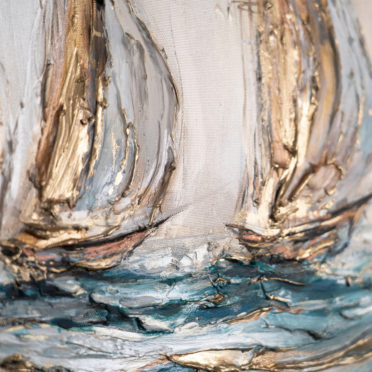 GEMÄLDE Zeitwellen Schattenfugenrahmen Grau 160x80 cm - Grau, Holz (160/80cm) - YS-art gallery