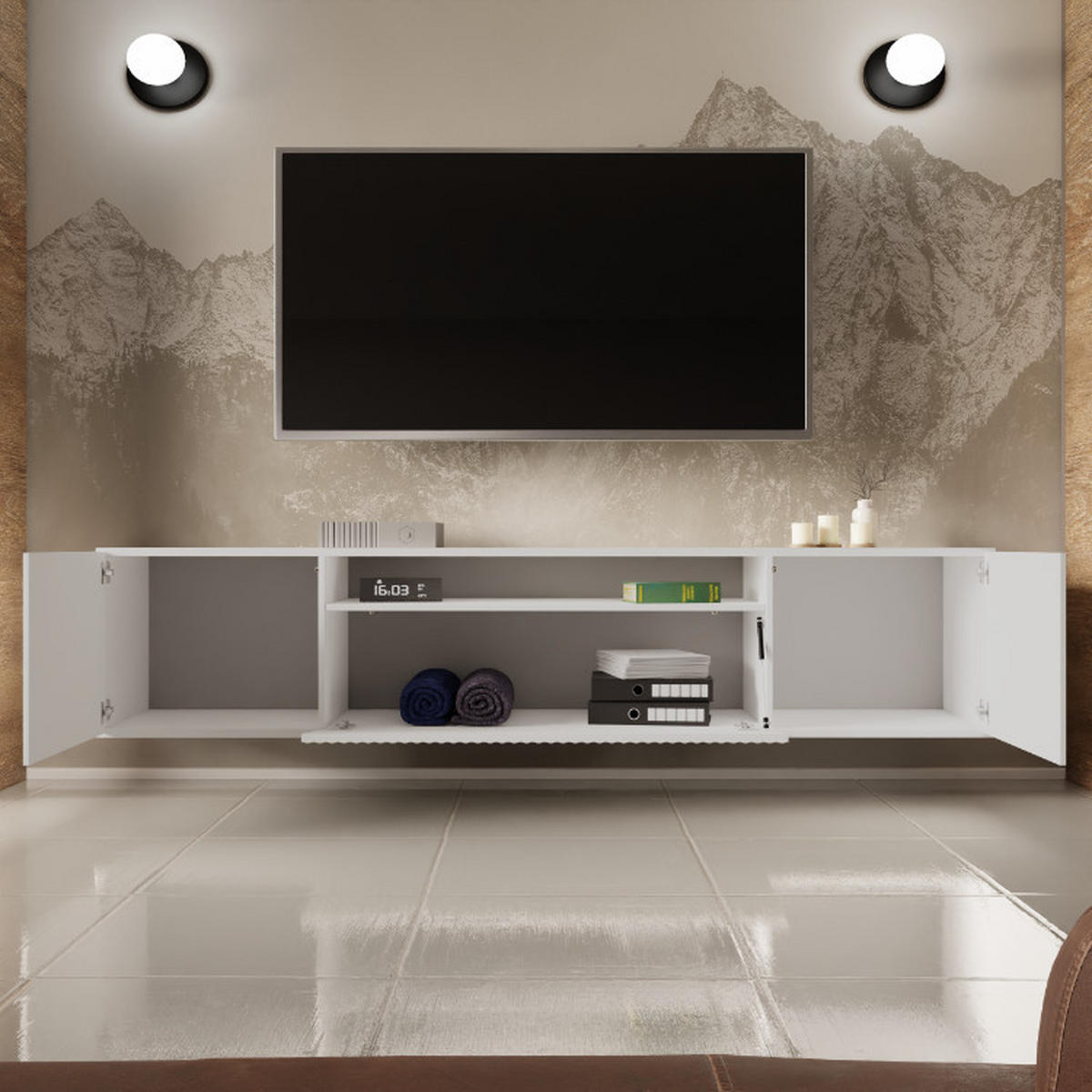 TV-SCHRANK Noe 200 cm, dreitürig, weiß - Weiß, Kunststoff (200/40/41cm) - Margaret Hadas24