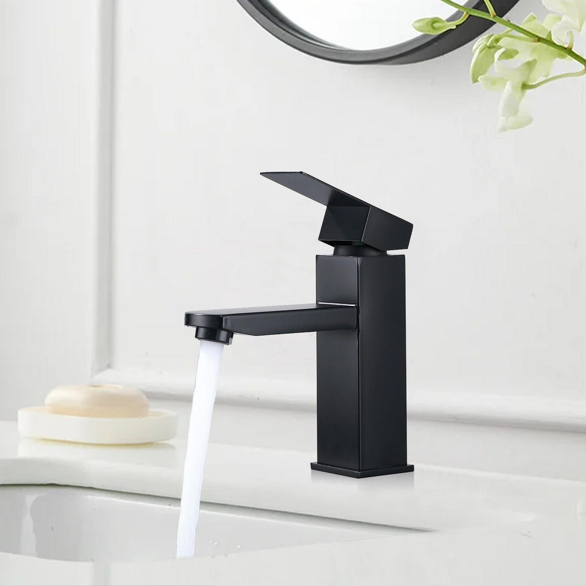 WASCHTISCHARMATUR Aufsatzbecken Schwarz - Schwarz, Metall (19/7/30.5cm) - HOMELODY