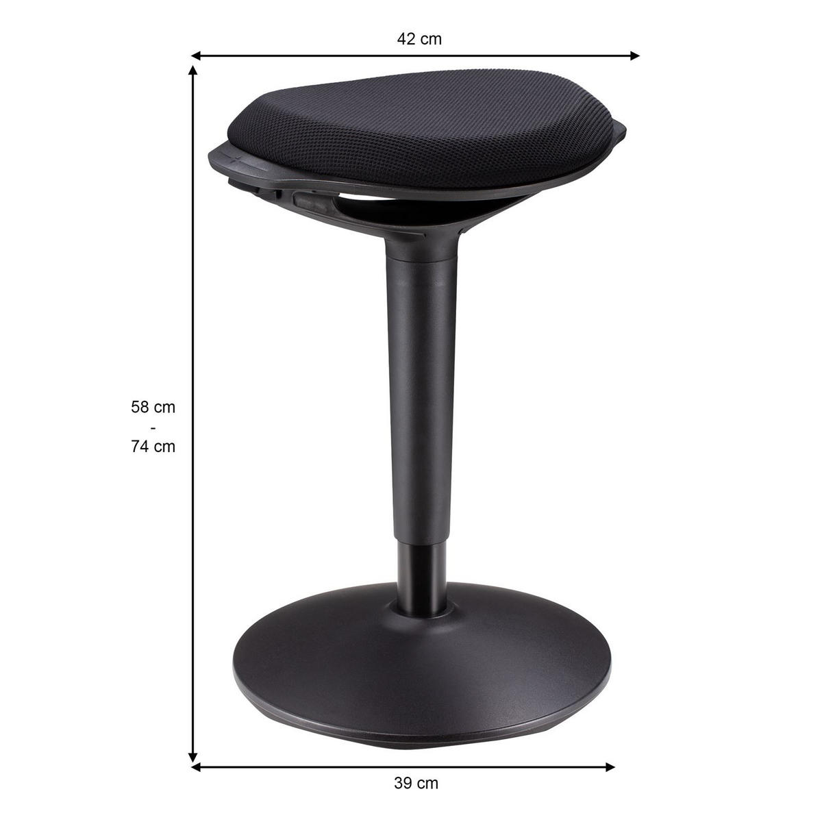 BÜROHOCKER ASTORIA schwarz - Schwarz, Textil (42/73/38cm) - CARO-Möbel