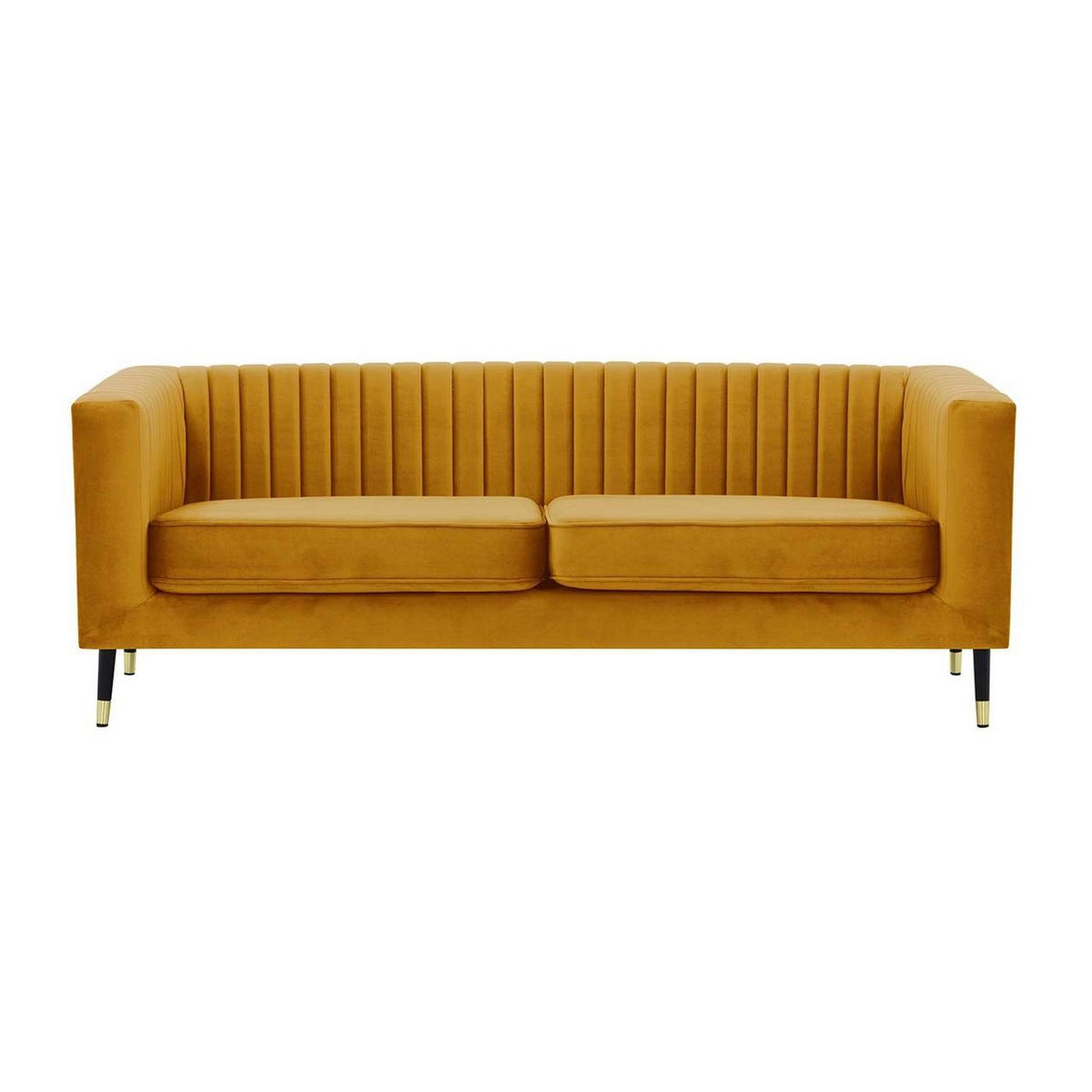 DREISITZER SOFA Slender-Velluto 8 - Gelb, Holz/Textil (201/71/83cm) - SLF24