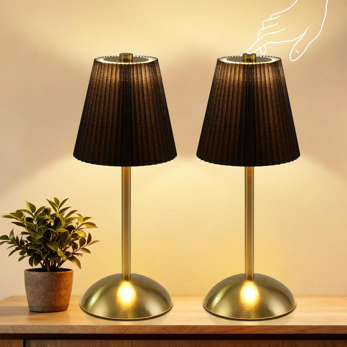 LED stolní lampa BROOKS III 12/12/30 cm (sada 2 ks) - černá, kov (12/12/30cm) - Nettlife