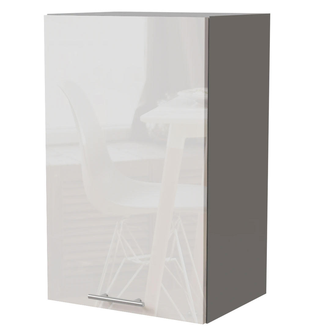 Feldmann-Wohnen Küchenhängeschrank Weiß Hochglanz, Grau 45x72x32.5 cm