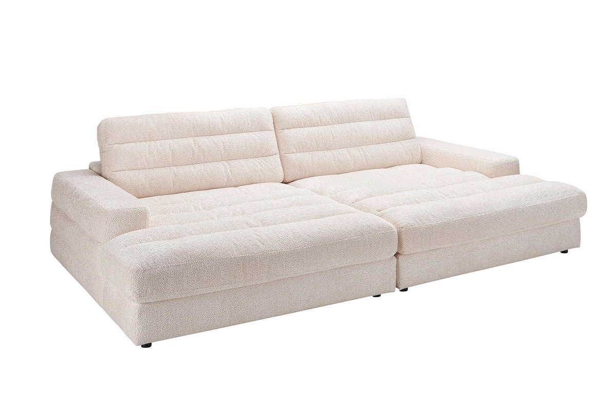 BIG SOFA LANA Weiß Webstoff - Schwarz/Weiß, Textil (296/83/178cm) - KAWOLA