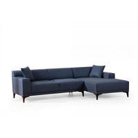 ECKSOFA modern inklusive Zierkissen - Blau/Schwarz, Holz/Kunststoff (145/250cm) - myHomelando