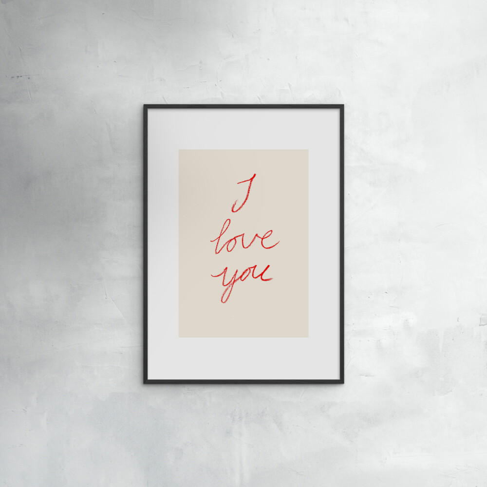 POSTER mit Rahmen Affordable Art Prints x Johanna Klum Nyberg - I Love You - Pink/Schwarz, Holz/Papier (70/100cm) - Poster&Frame