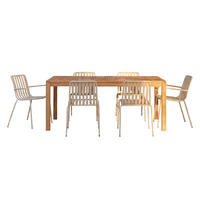GARTENMÖBEL-SET 7-tlg Téo Beige aus Teak - Beige, Holz - Tikamoon