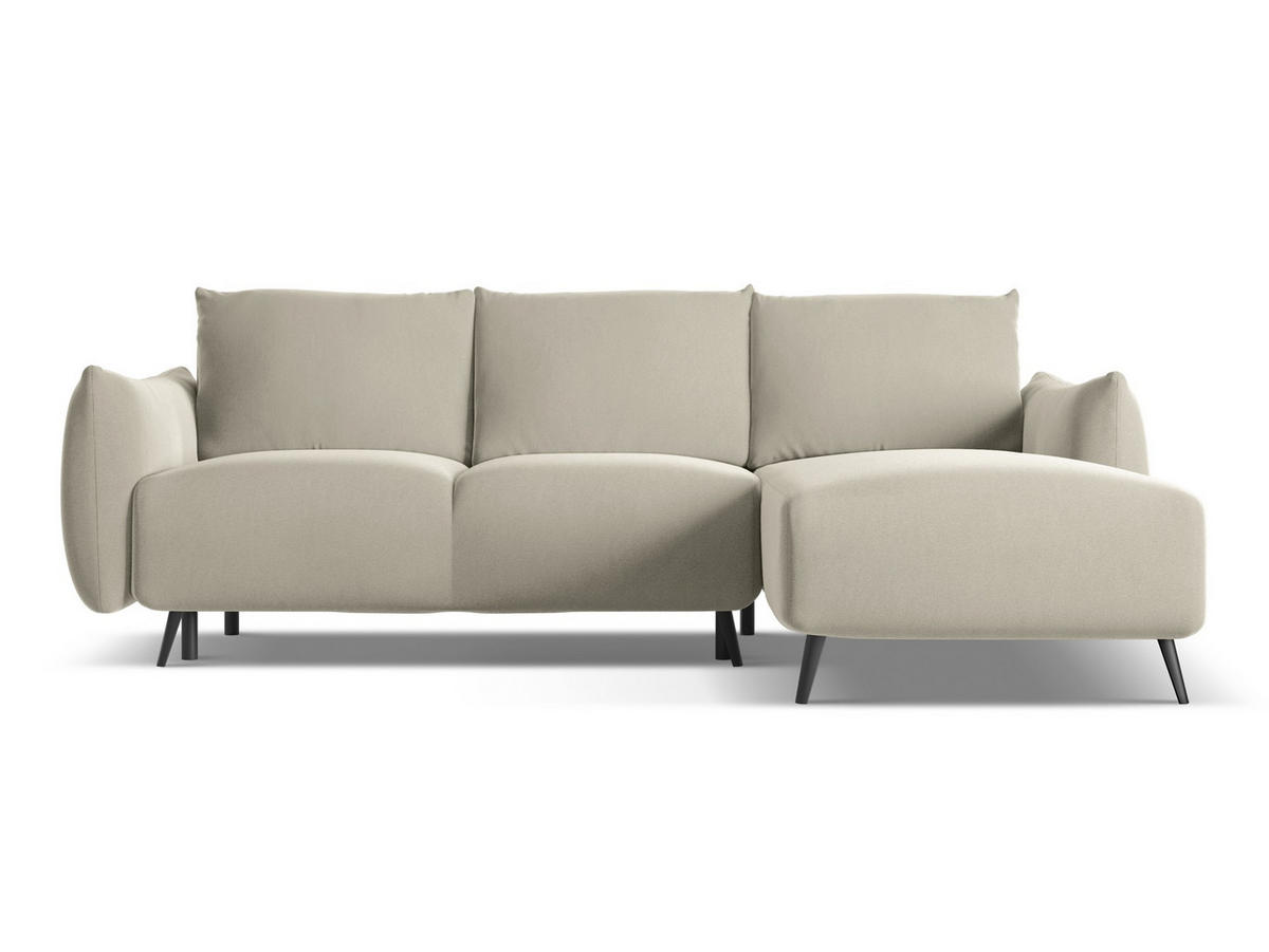 ECKSOFA mit Schlaffunktion Samt Stoff Creme - Perlmutt/Creme, Textil/Metall (242/162cm) - Makamii