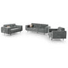 SITZGARNITUR Venezia mit Metallbeinen, dunkelgrau - Dunkelgrau/Schwarz, Holzwerkstoff/Metall (233/85/94cm) - Beautysofa