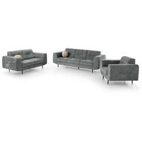 SITZGARNITUR Venezia mit Metallbeinen, dunkelgrau - Dunkelgrau/Schwarz, Holzwerkstoff/Metall (233/85/94cm) - Beautysofa