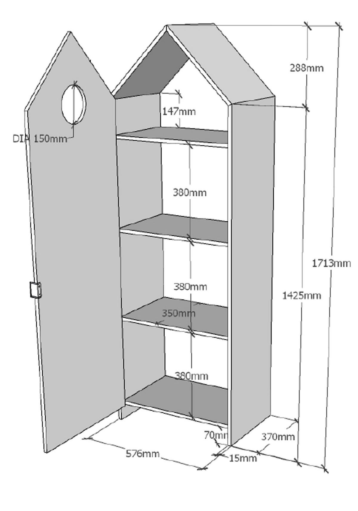 REGALSCHRANK Kania 58x37x171 MDF+Holzwerkstoff Weiß /Grau - Weiß/Grau, Holzwerkstoff (58/171/37cm) - 58aufmkessel
