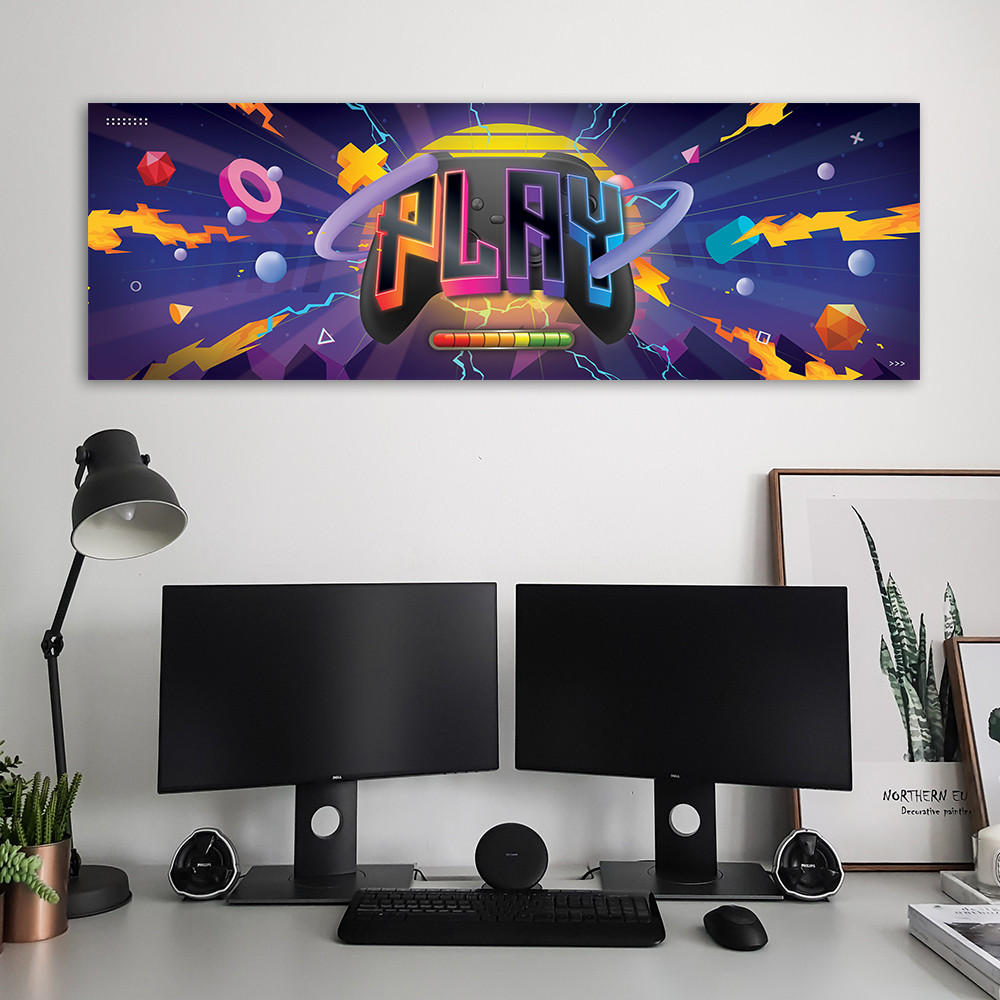 WANDBILD spielsymbole - Multicolor, Textil (90/30cm) - Feeby