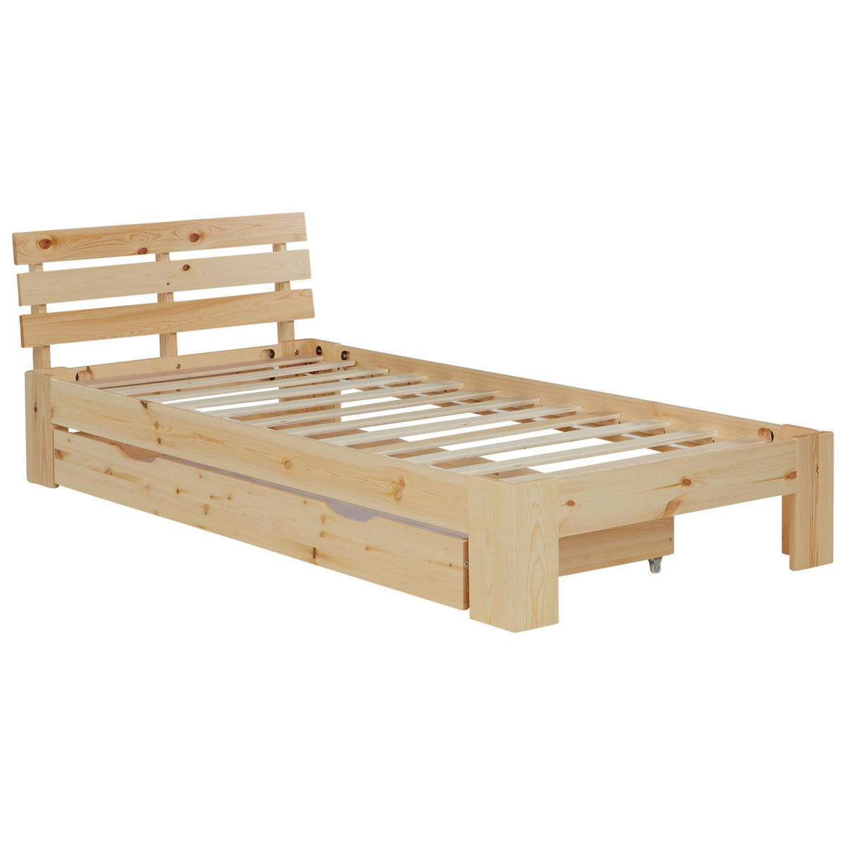 HOLZBETT mit Stauraum 90/200 cm natur - Braun, Holz (90/200cm) - Homestyle4u