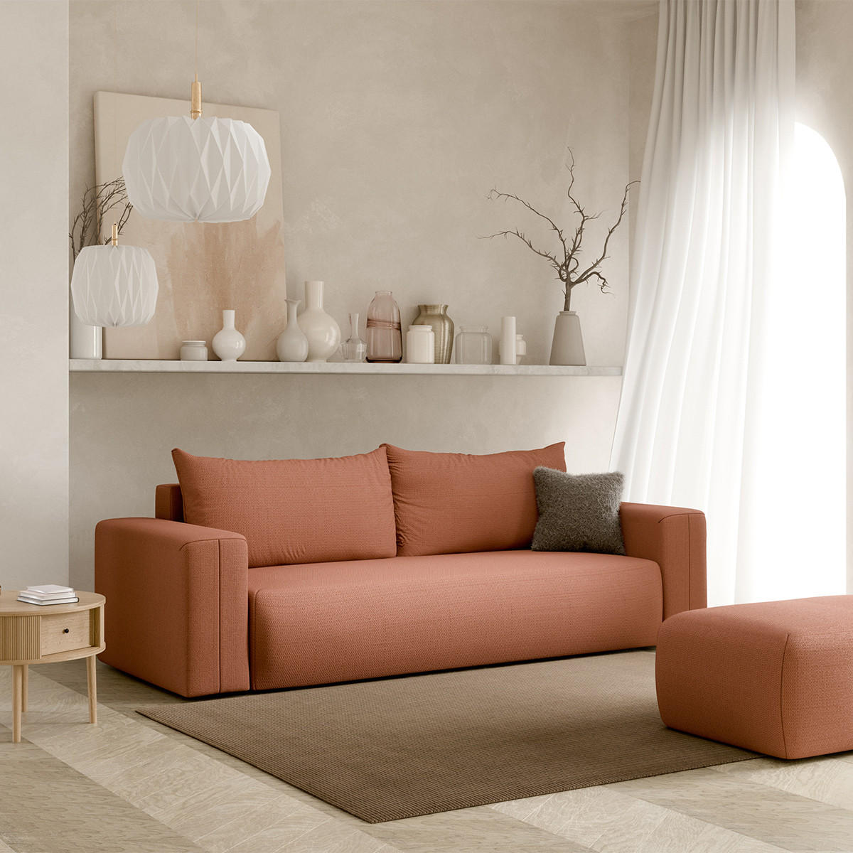 SOFA Bliss 3 Sitzplätze Kupfer - Orange, Holz (252/72/97cm) - Petits-meubles