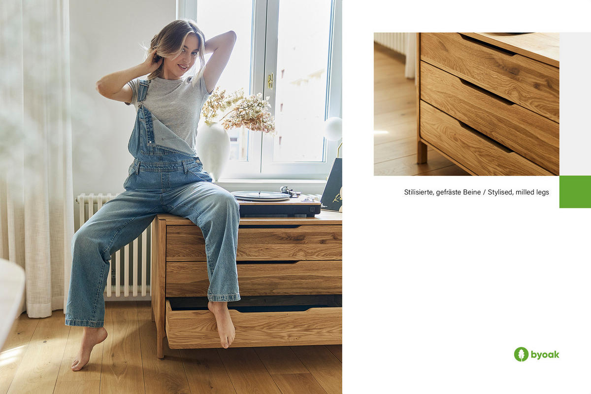 KOMMODE PAUL - Wildeiche, Holz (140/64/50cm) - byoak