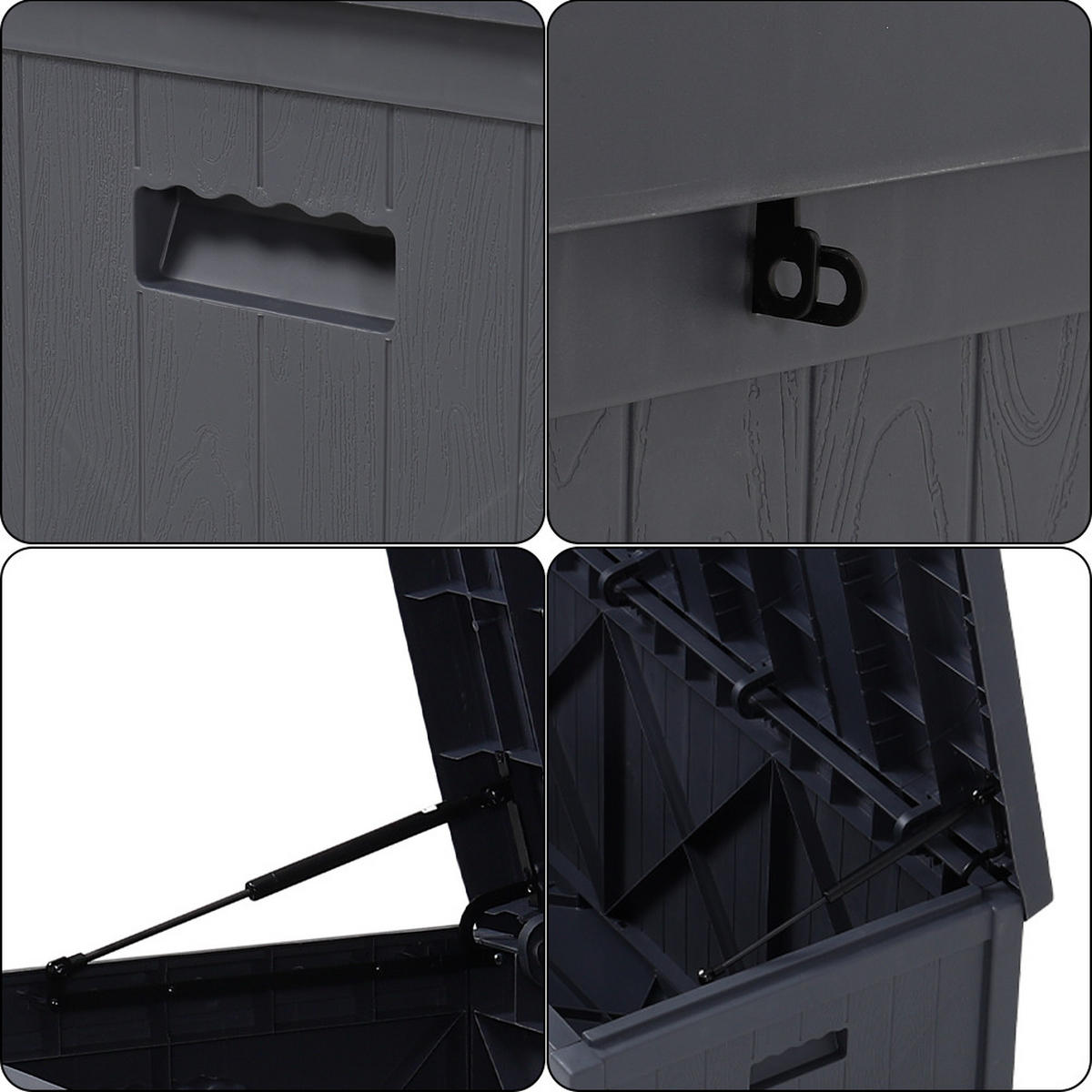 GARTENBOX 430L Aufbewahrungsbox Kissenbox aus PP-Kunststoff in Schwarz Abschließbar Wasserdicht Robuste Einfache Montage - Grau, Kunststoff (125/61.5/56cm) - Livingandhome