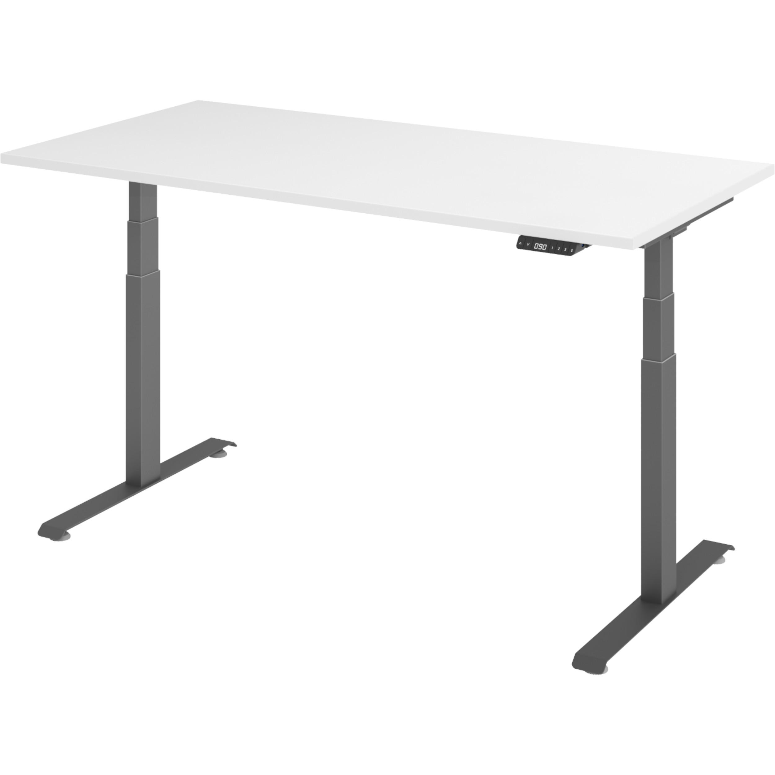 SCHREIBTISCH elektrisch 80/160/74 cm in Weiß/Graphitfarben - Graphitfarben/Weiß, Holzwerkstoff (80/160/74cm) - bümö